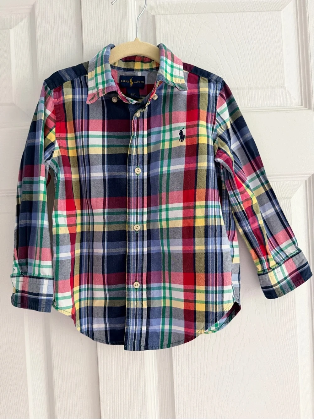 Ralph Lauren Boys 3T Clothing Bundle 4 Pieces Plaid Button Down Shirts & Hoodie